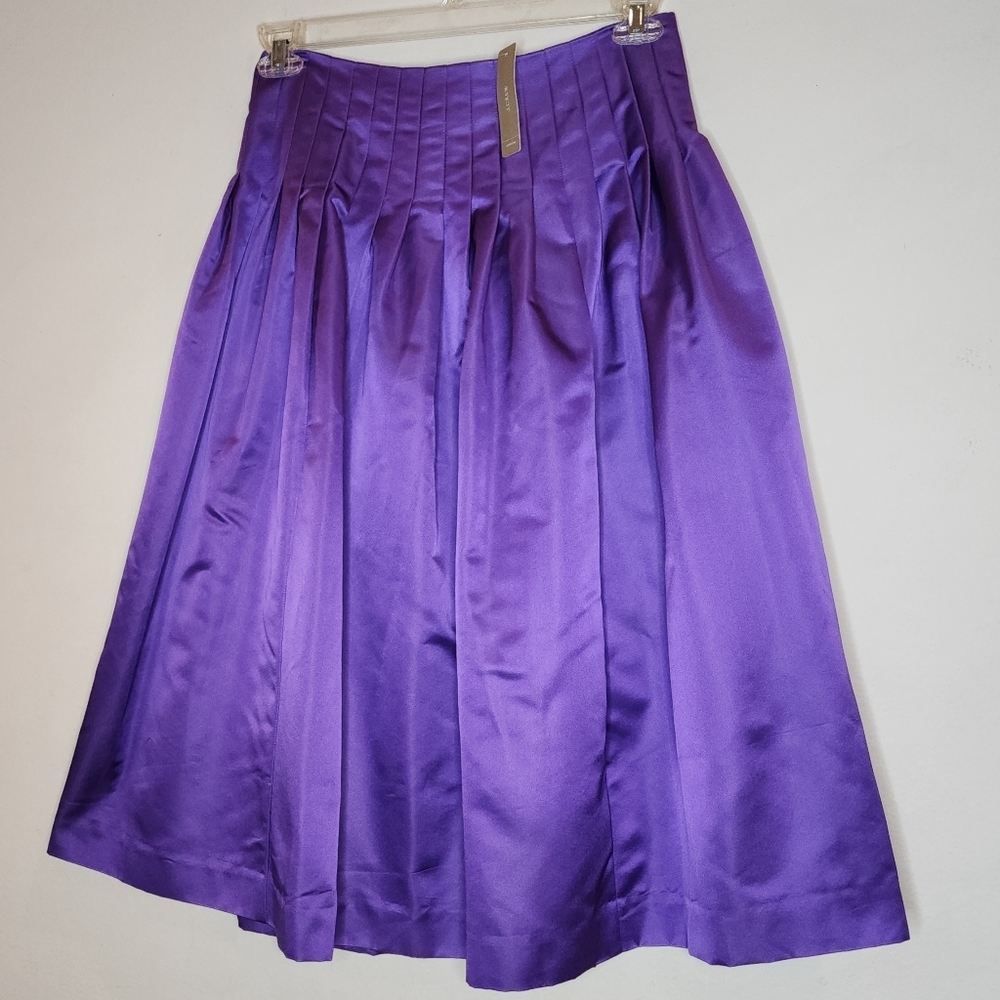 NWT J. Crew Silk Blend Purple Satin Pleated Midi Skirt Size 6 Party Event